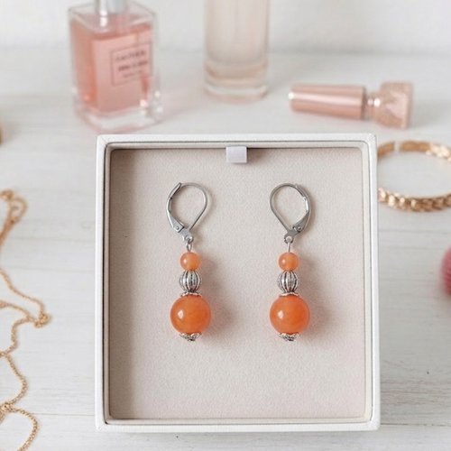 Boucles d'oreilles acier inoxydable et perles en verre