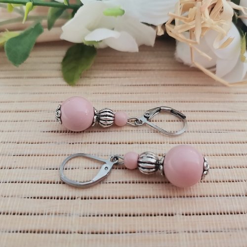 Boucles d'oreilles acier inoxydable et perles en verre