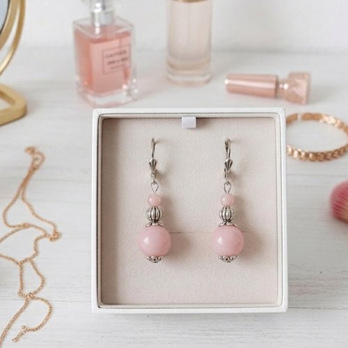 Boucles d'oreilles acier inoxydable et perles en verre