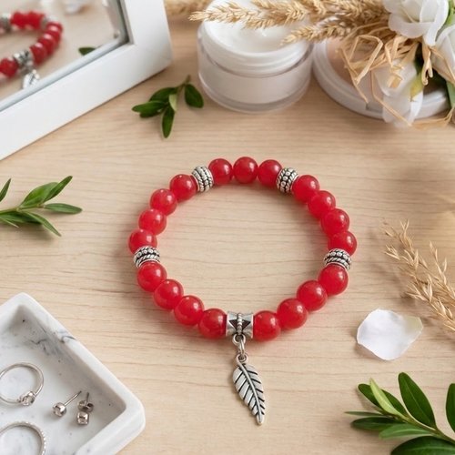 Bracelet fil élastique perles en verre imitation jade