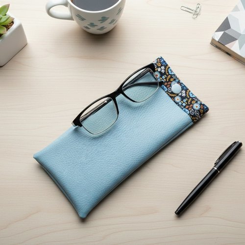 Etui à lunette en simili cuir et tissus coton imprimé