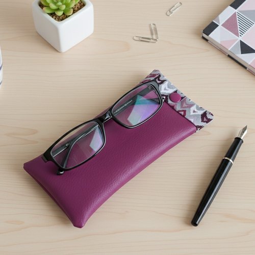 Etui à lunette en simili cuir et tissus coton imprimé