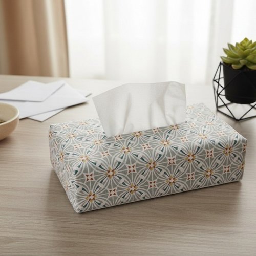 Housse pour boite à mouchoirs vert et orange