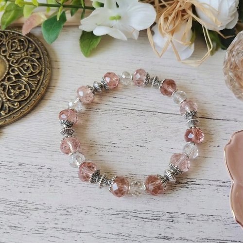 Bracelet fil élastique perles en verre à facettes