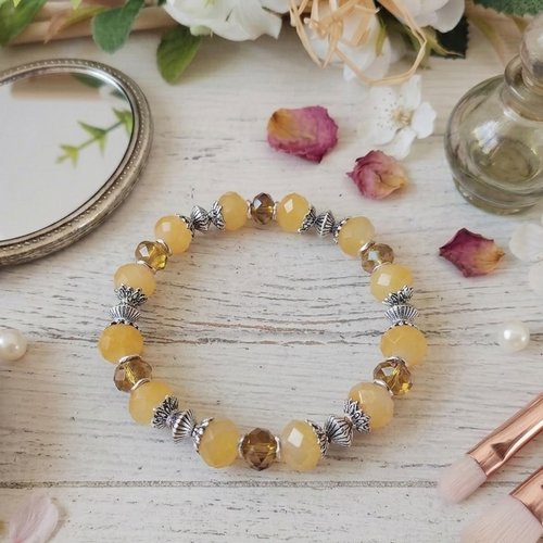 Bracelet fil élastique perles en verre à facettes