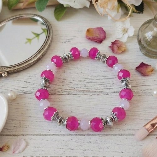 Bracelet fil élastique perles en verre à facettes