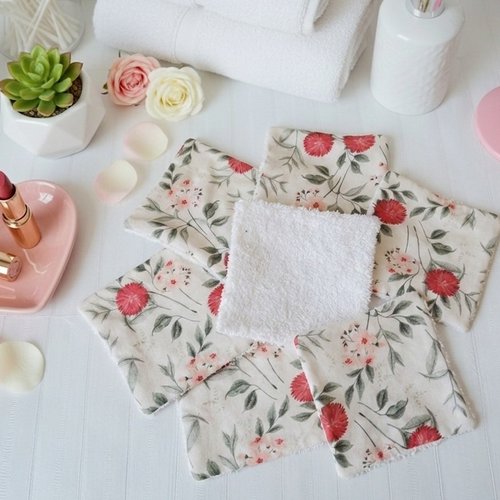 Boite de 6 lingettes démaquillantes coton imprimé et éponge