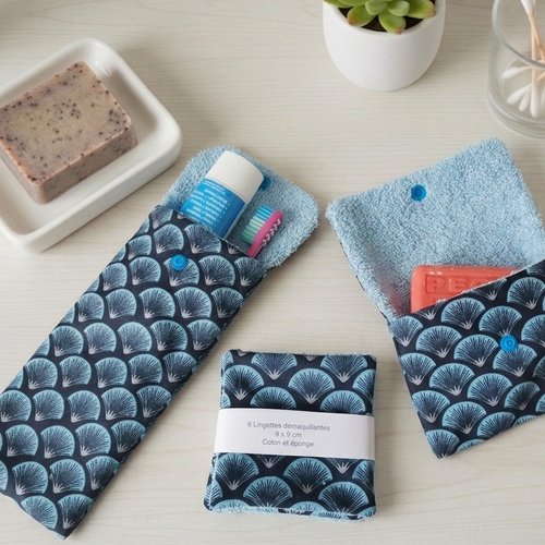 Ensemble étui brosse à dent, 6 lingettes et pochette savon