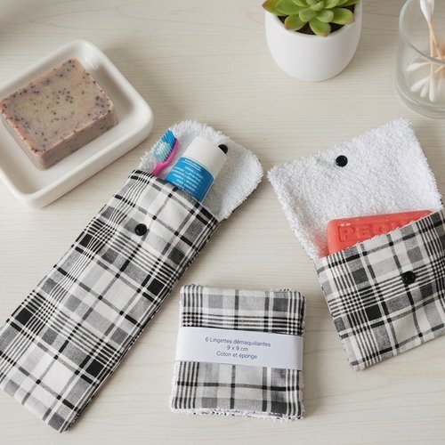 Ensemble étui brosse à dent, 6 lingettes et pochette savon