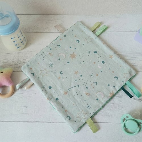 Doudou plat carré coton motifs étoiles