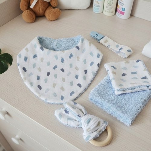 Coffret naissance/box naissance coton bleu
