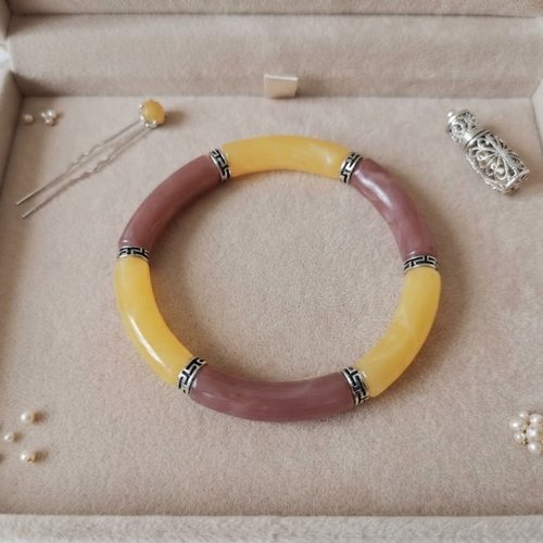 Bracelet perles tube incurvées
