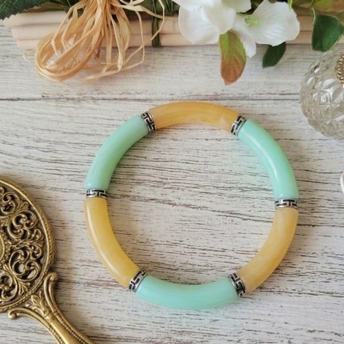 Bracelet perles tube incurvées