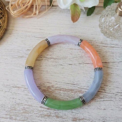 Bracelet perles tube incurvées