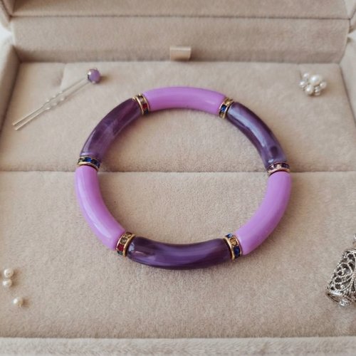 Bracelet perles tube incurvées