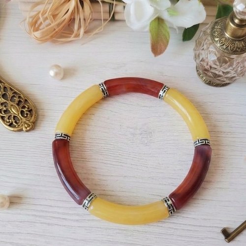 Bracelet perles tube incurvées