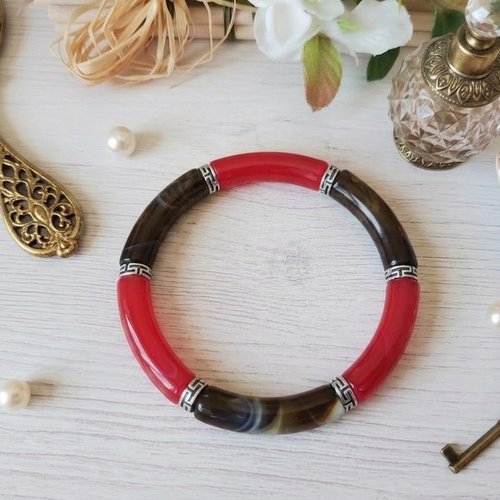 Bracelet perles tube incurvées