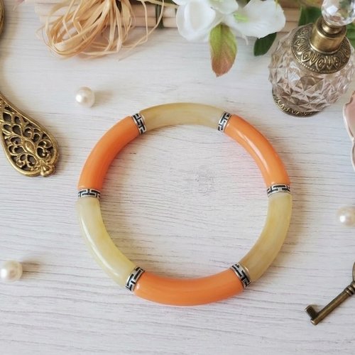 Bracelet perles tube incurvées