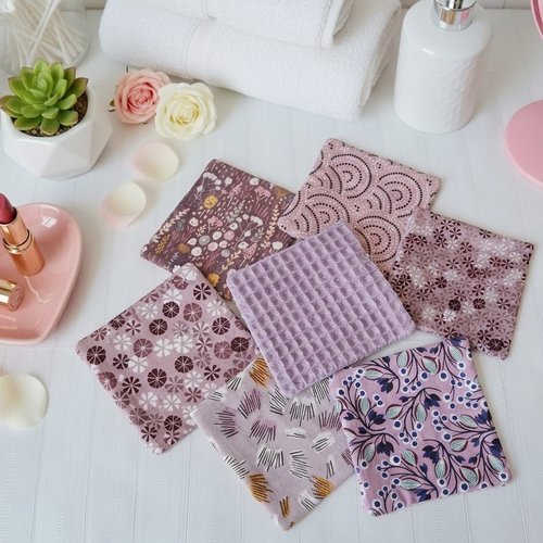 Lot de 7 lingettes démaquillantes coton et nid d'abeilles