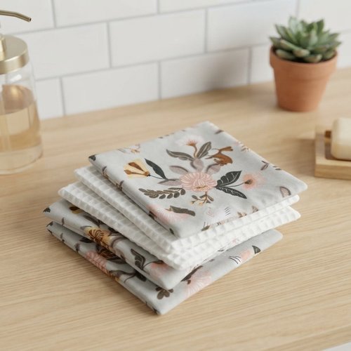 Lot de 9 lingettes démaquillantes coton et nid d'abeilles