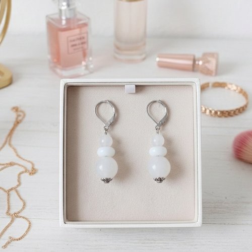 Boucles d'oreilles acier inoxydable et perles en verre