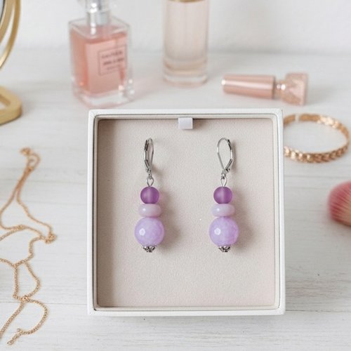 Boucles d'oreilles acier inoxydable et perles en verre