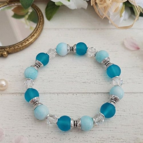 Bracelet perles en verre bleu