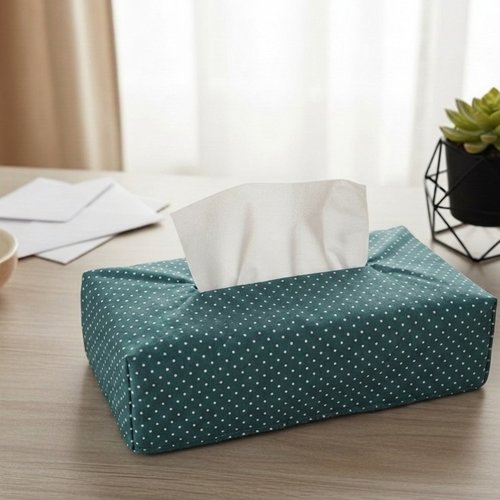 Housse pour boite à mouchoirs turquoise pois blancs