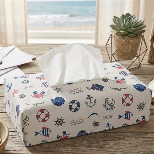 Housse pour boite à mouchoirs coton motifs marin