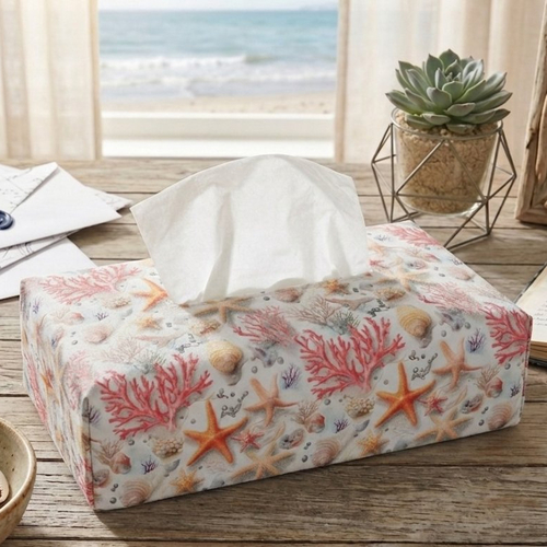 Housse pour boite à mouchoirs coton motifs étoiles de mer