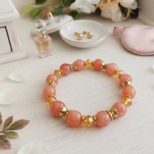 Bracelet perles jade orange