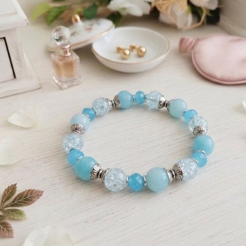 Bracelet perles jade et quartz bleu
