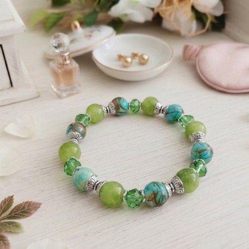 Bracelet perles jade vertes