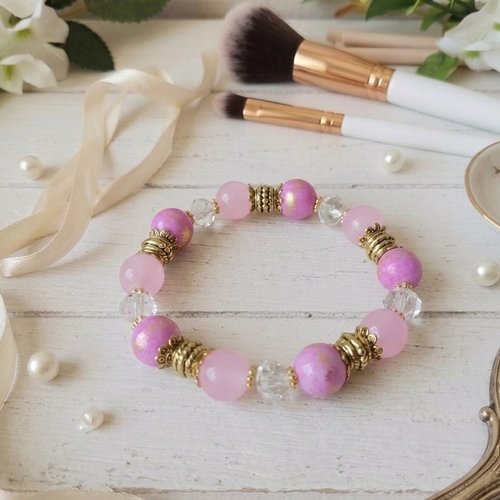 Bracelet perles jade roses