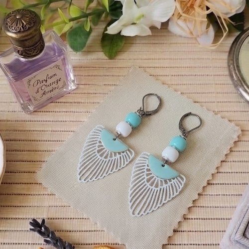 Boucles d'oreilles acier inoxydable et pendentif aile