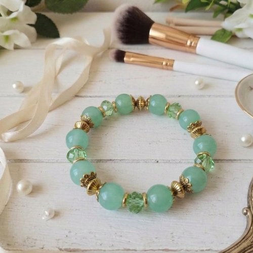 Bracelet perles en verre vert clair