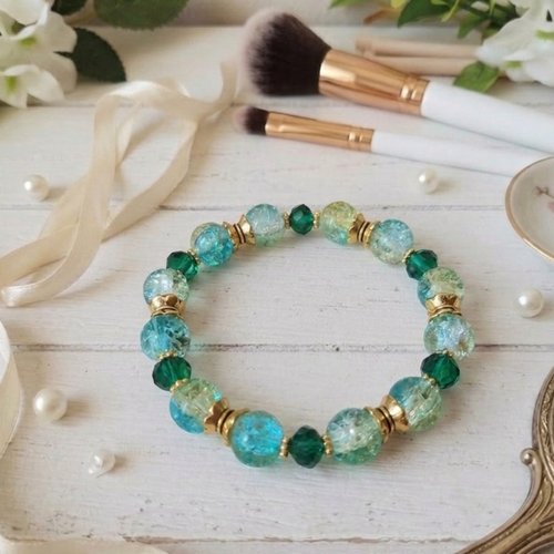 Bracelet perles en verre vertes