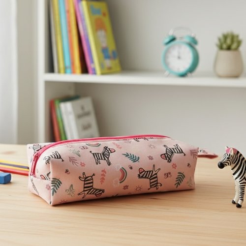 Trousse enfant double entoilage motifs zèbres