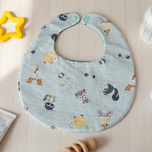Bavoirs bébé coton et nid d'abeilles turquoise