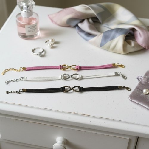 Lot de 3 bracelets suédine et lien infini