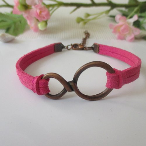 Bracelet suédine et lien cuivre rouge
