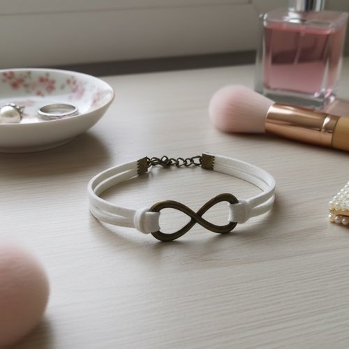 Bracelet suédine et lien infini bronze 5 coloris