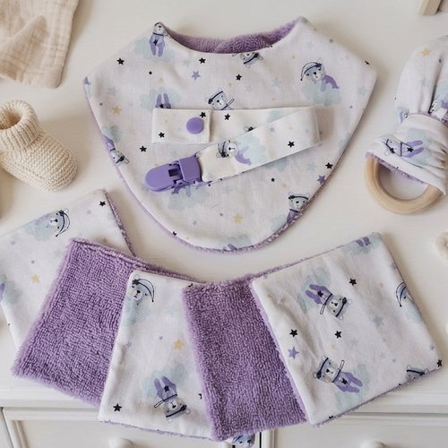 Coffret naissance/box naissance lilas/animaux