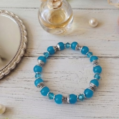Bracelet perles en verre bleu