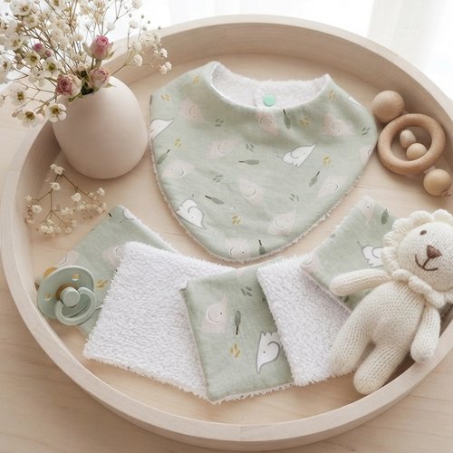 Ensemble naissance bavoir et 10 lingettes