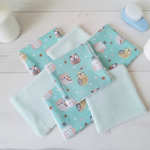 Lot de 8 lingettes bébé coton et éponge bambou