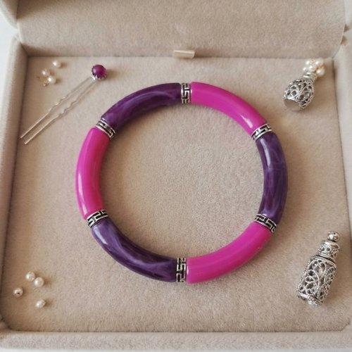 Bracelet perles tube incurvées