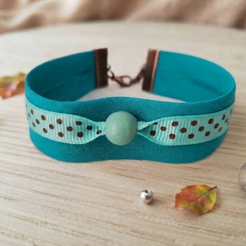 Bracelet tissus biais et ruban coton
