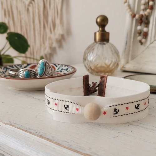 Bracelet tissus biais et ruban coton