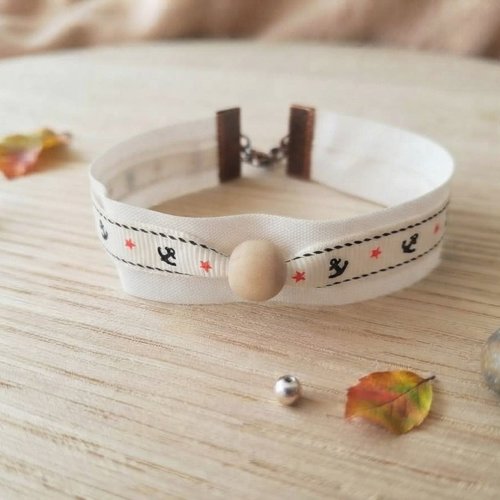 Bracelet tissus biais et ruban coton